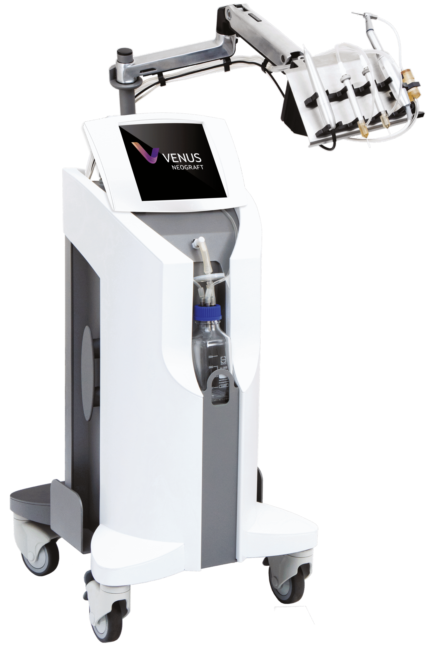 Venus MedTech robotic surgical system with a touchscreen display and robotic arms.